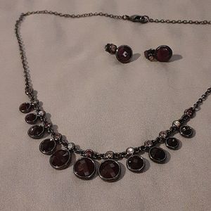 Avon Purple and Pink Necklace Earring Set